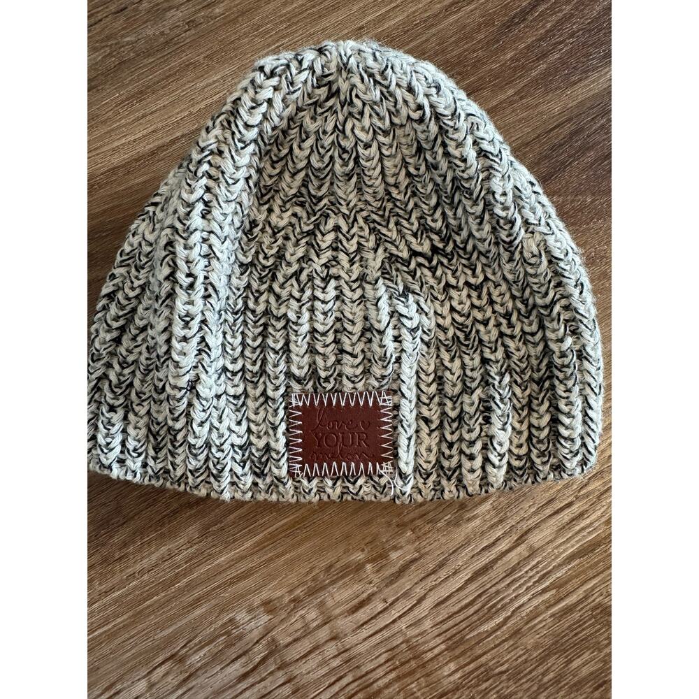 Love Your Melon Black and White Speckled Baby Beanie 0-6Month